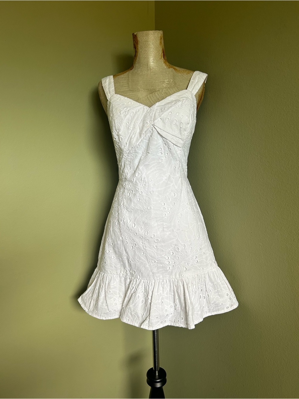 Lilly Pulitzer White Eyelet Romper with Ruffle Hem